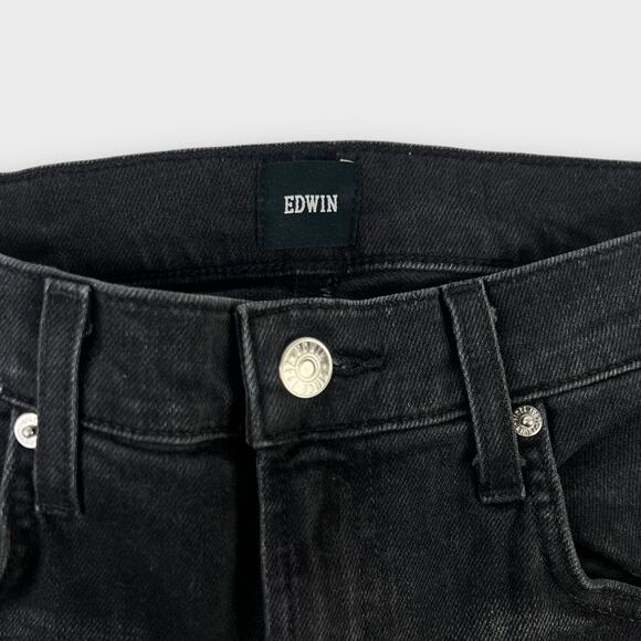 EDWIN Marli High-Rise Raw Hem Wide Leg Jeans in Fog Black Wash Size 26 - Picture 5 of 9